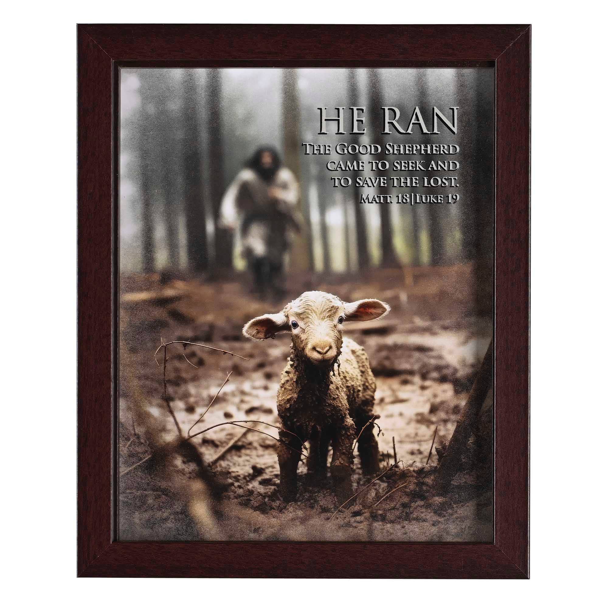 Framed Art Lamb He Ran Matt 18:12-14