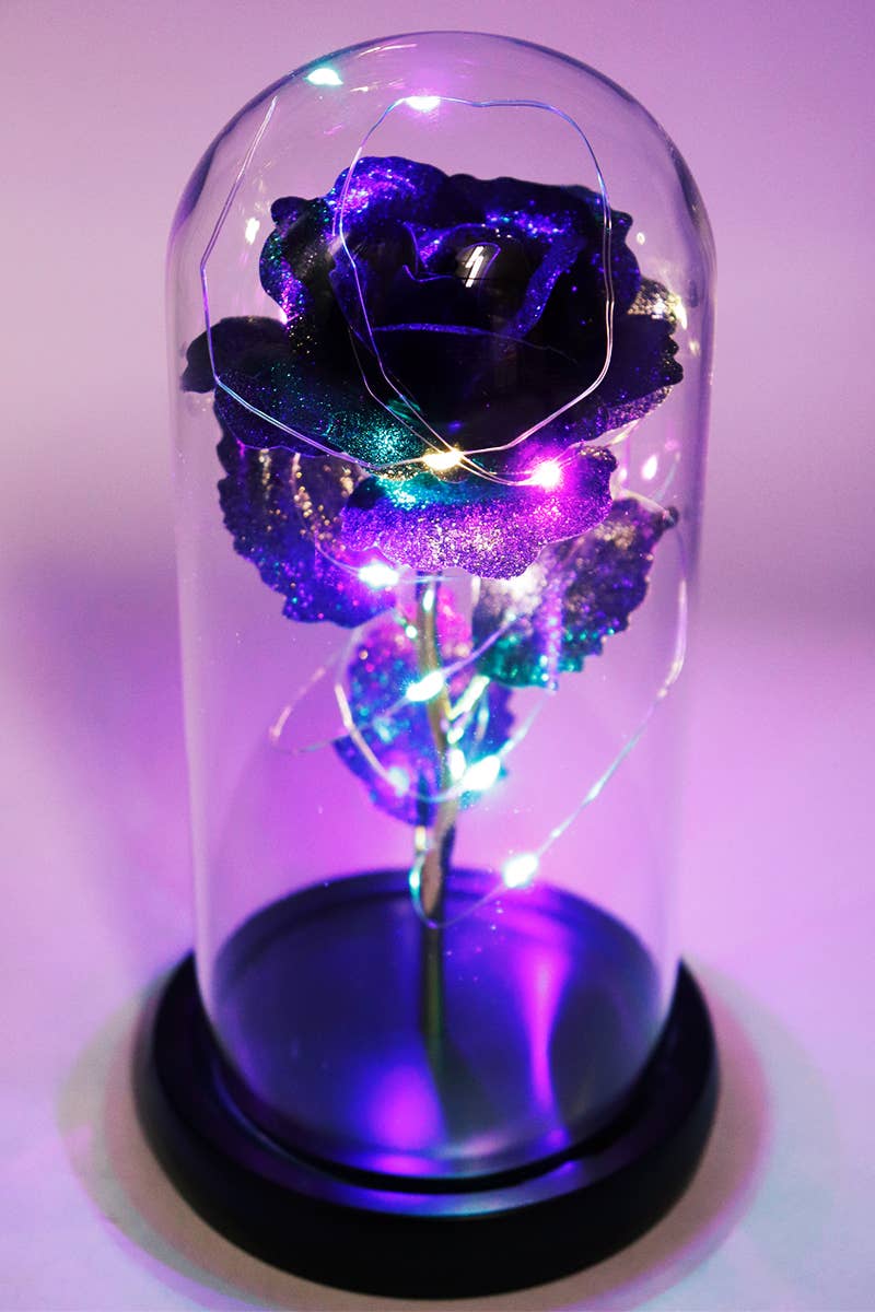 Gothic Black Glitter Galaxy Rose Dome