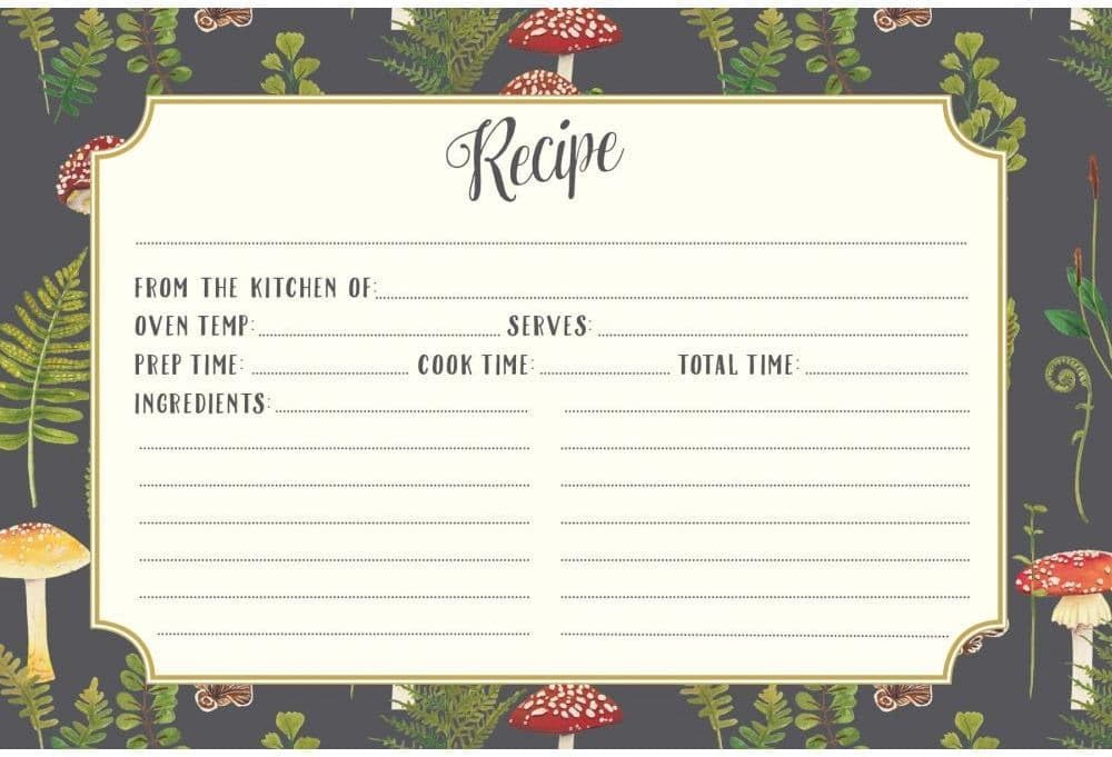 Mushroom Botanical Double Sided Recipe Cards