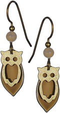 Silver Forest Open Owl and Tear Layer Earrings