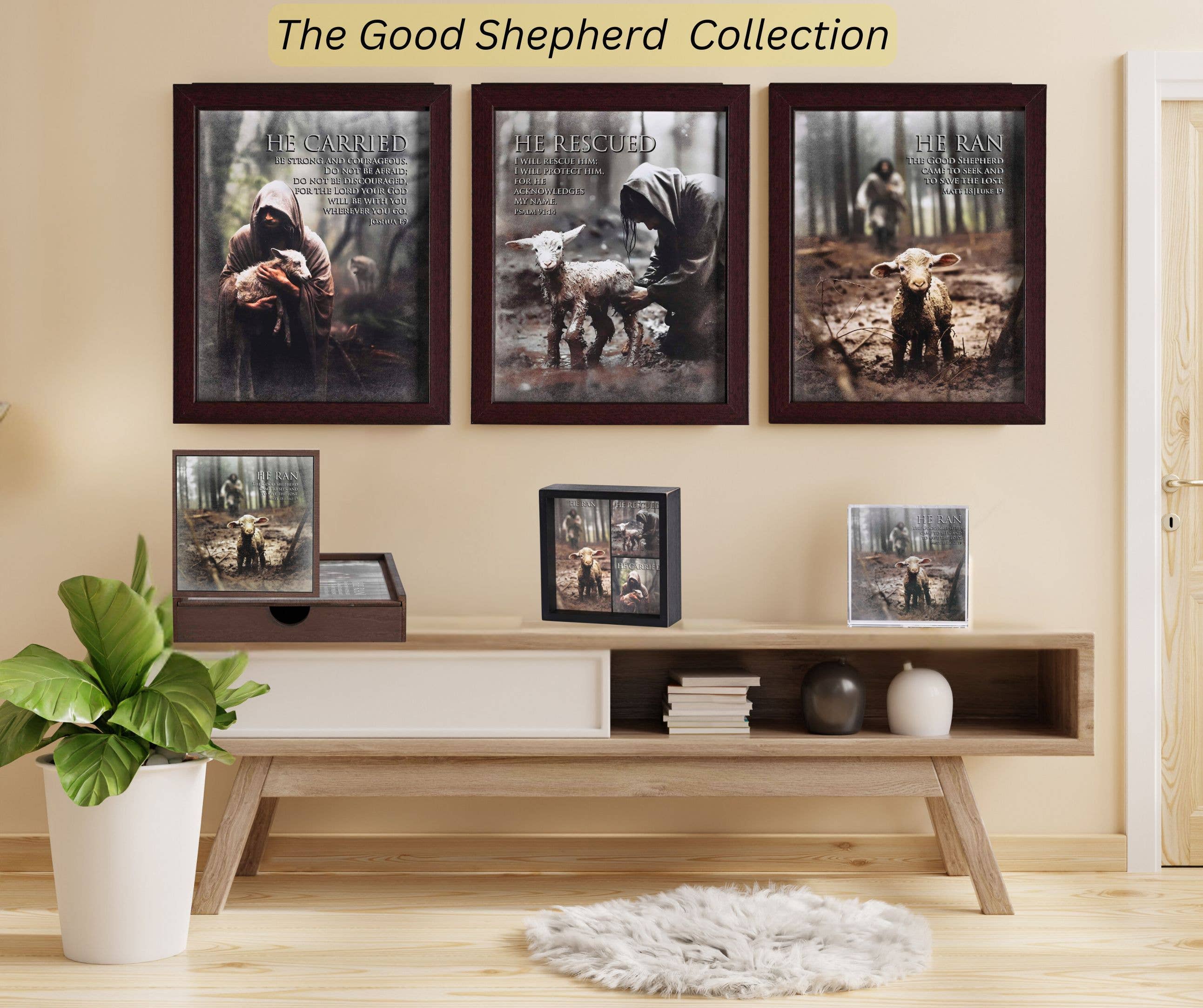 Framed Art Lamb He Ran Matt 18:12-14