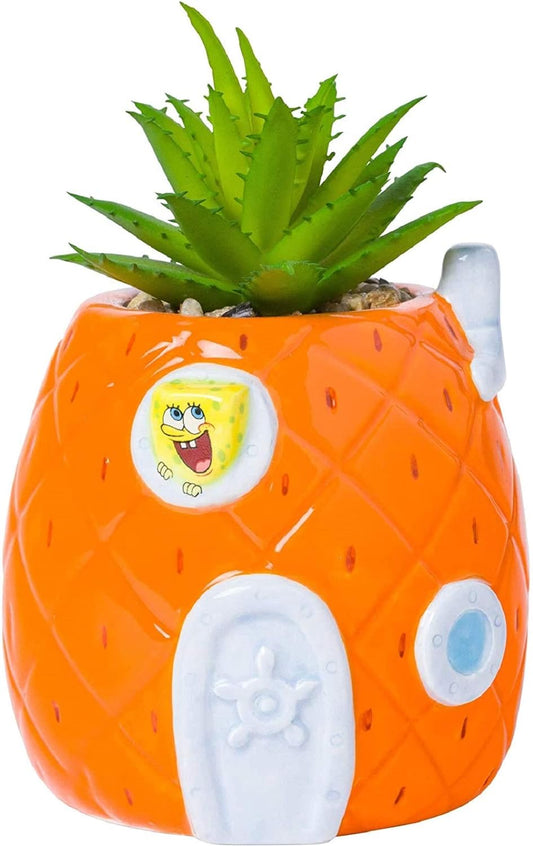 Spongebob Pineapple Planter with Faux Plant