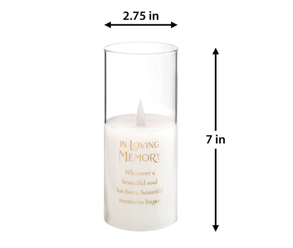 In Loving Memory Glass LED Candle Holder/Sympathy Verse