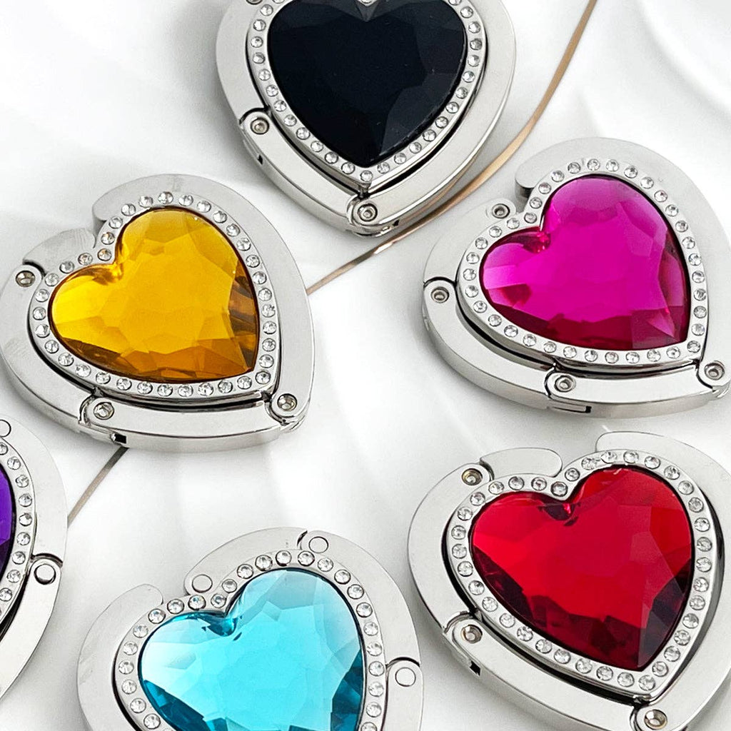 Wrapables Heart Shaped Purse Hook Hanger with Rhinestones: Pink