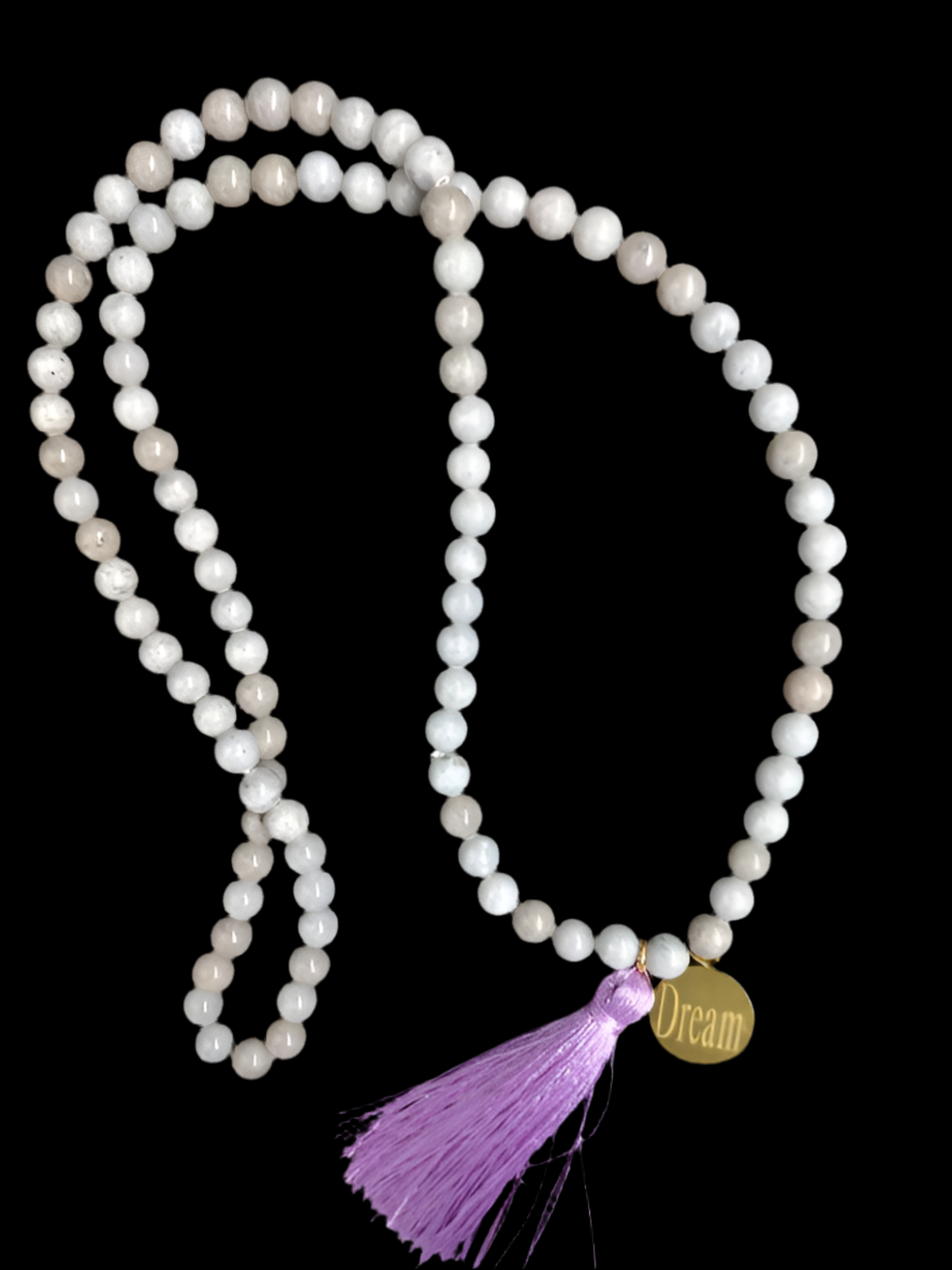 Gray Stone Necklace with Tassel