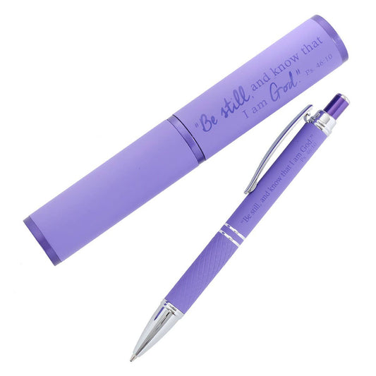 Be Still and Know Purple Gift Pen and Case Psalm 46:10