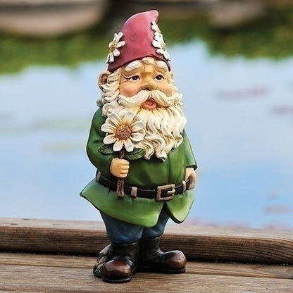 Gnome with Daisy Garden Statue