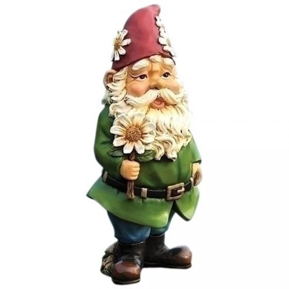 Gnome with Daisy Garden Statue