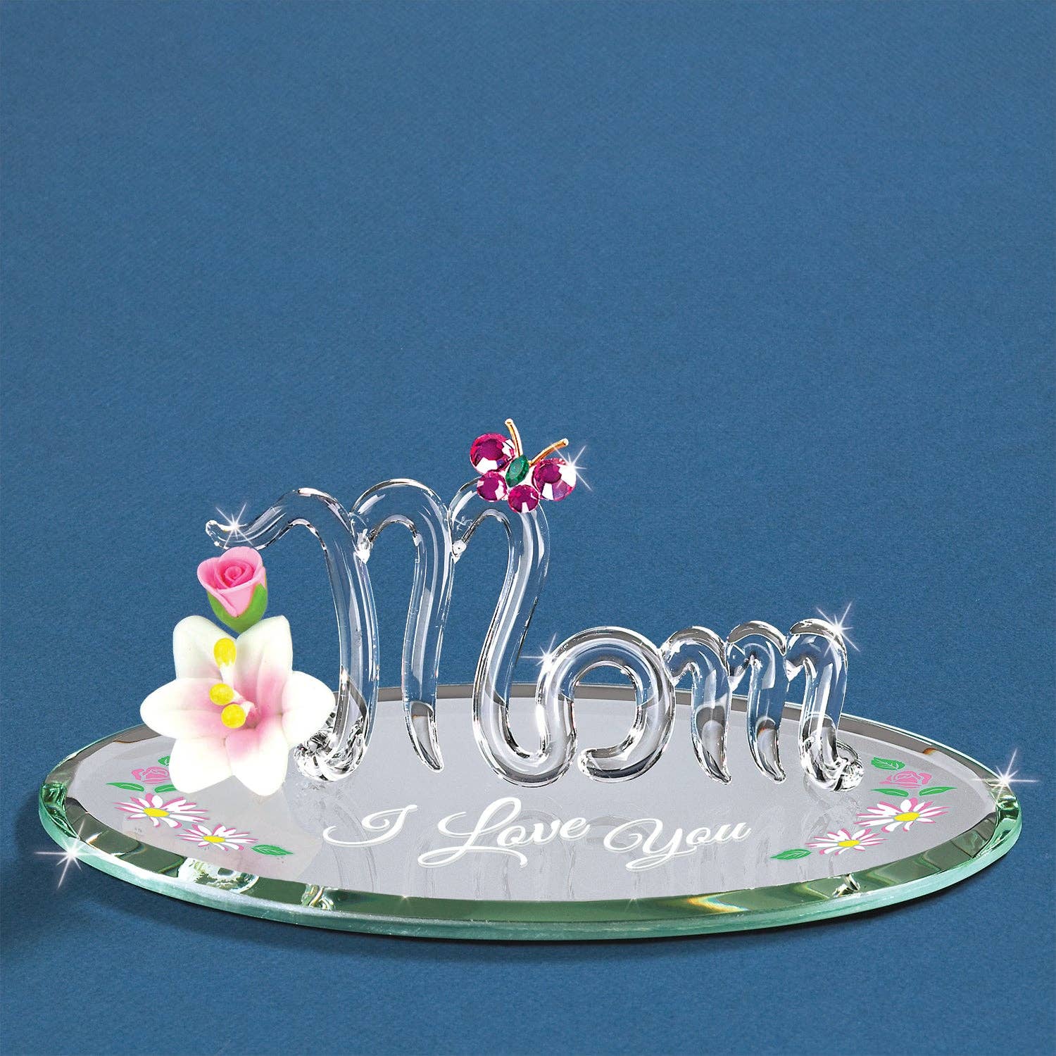 Mom "I Love You" Glass Figurine