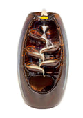 Ceramic Brown/Blue Back Flow Incense Burner