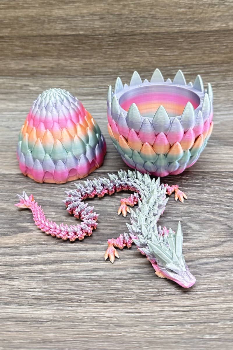 Multi/Pastel 3D Dragon with Egg