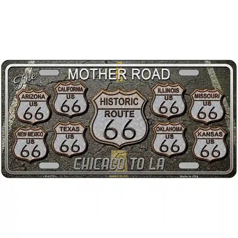 Route 66 Black Top Metal Novelty License Plate