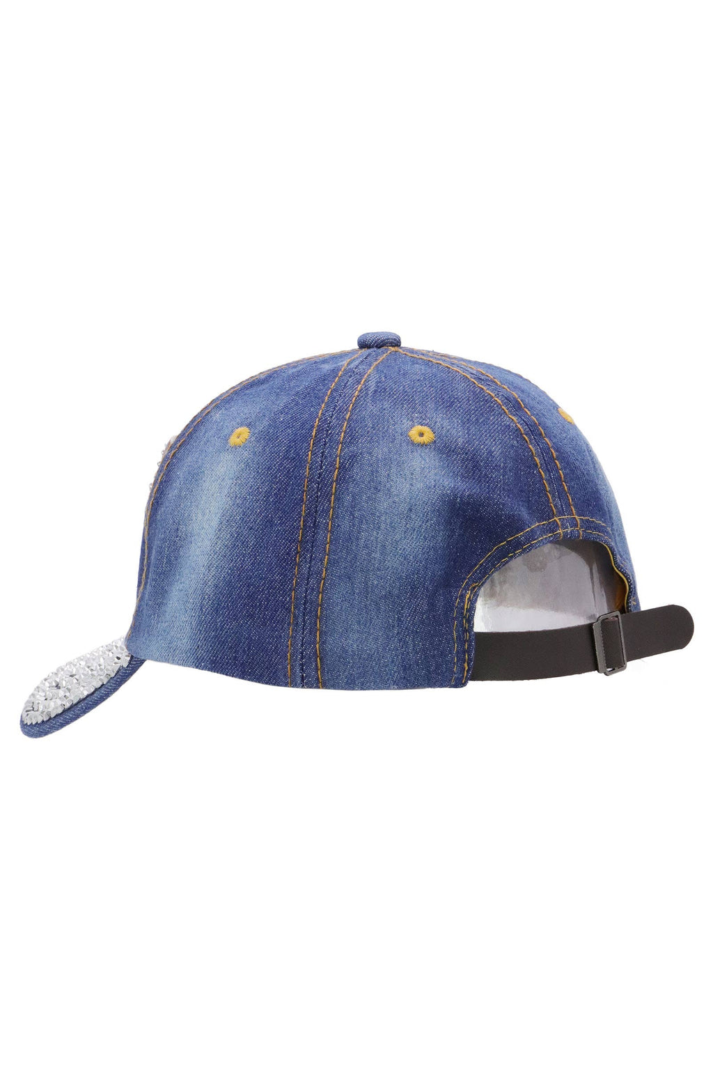 American Flag Bling Patch Denim Baseball Cap: DENIM DARK BLUE
