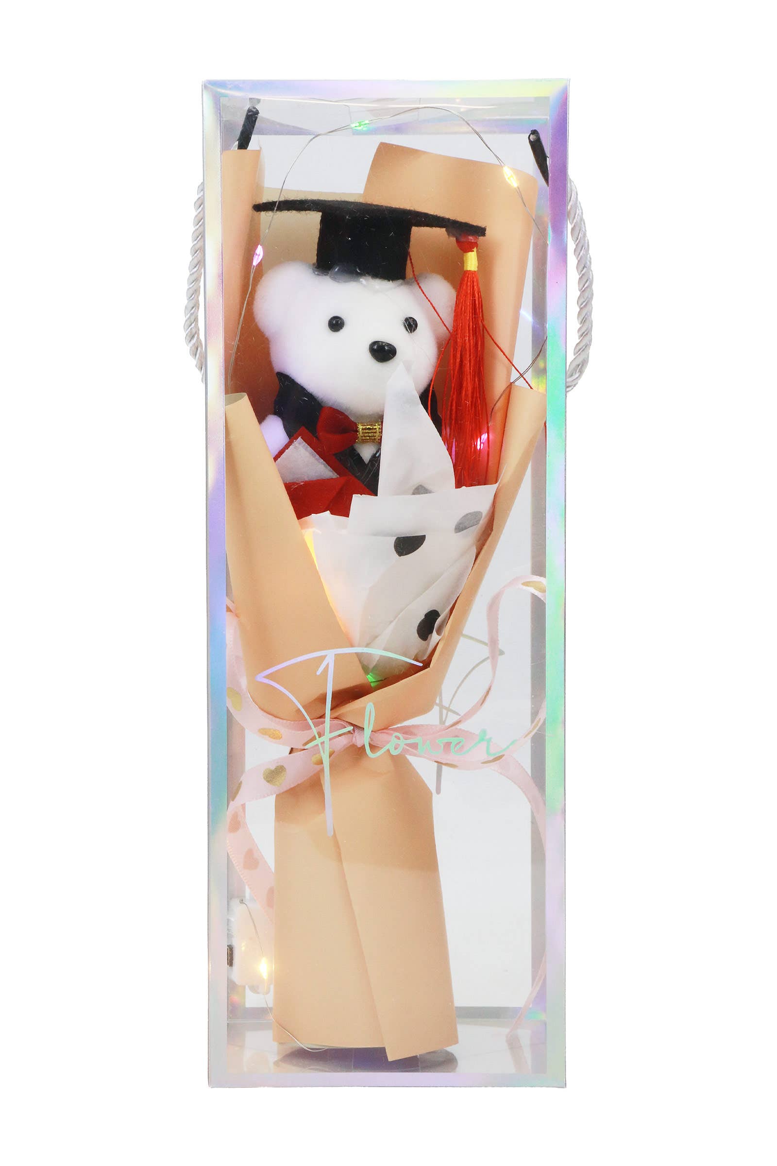 Graduation Regalia Teddy Bear Bouquet LED Gift Box