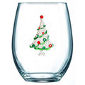 Christmas Tree Jeweled Stemless Wine Glass