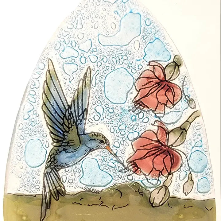 Hummingbird on Blue w/Pink Flowers Nightlight