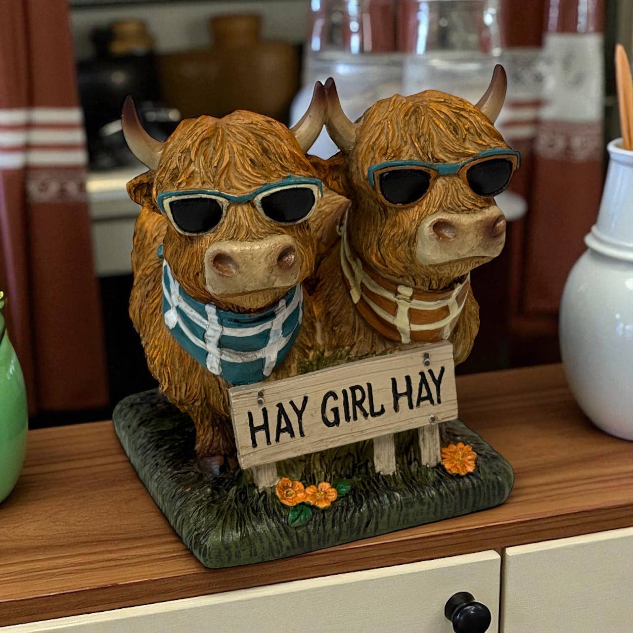 “Hay Girl Hay” Highland Cow Figurine