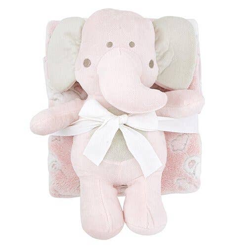 Pink Elephant Blanket Toy Set