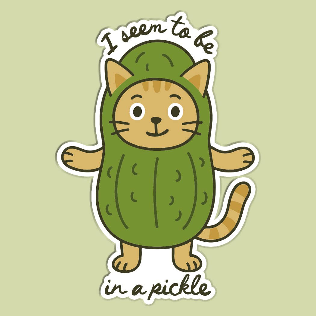 I Seem to Be in a Pickle Cat Sticker/Decal