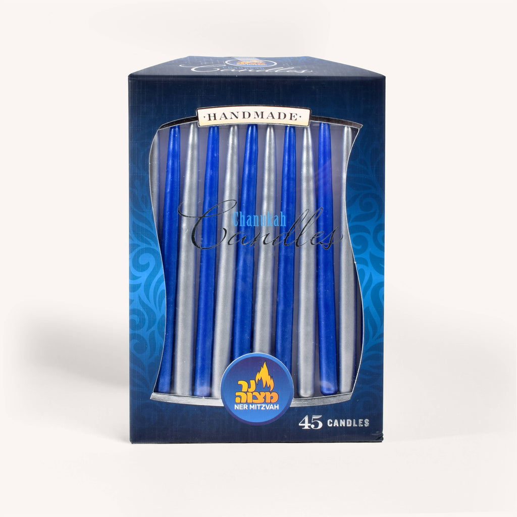 Chanukah Candles - Metallic Blue & Silver - 45 Pack