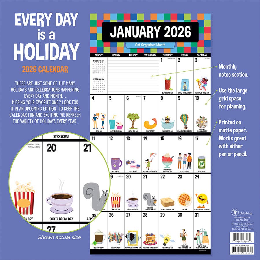 Every Day's A Holiday 2026 Wall Calendar