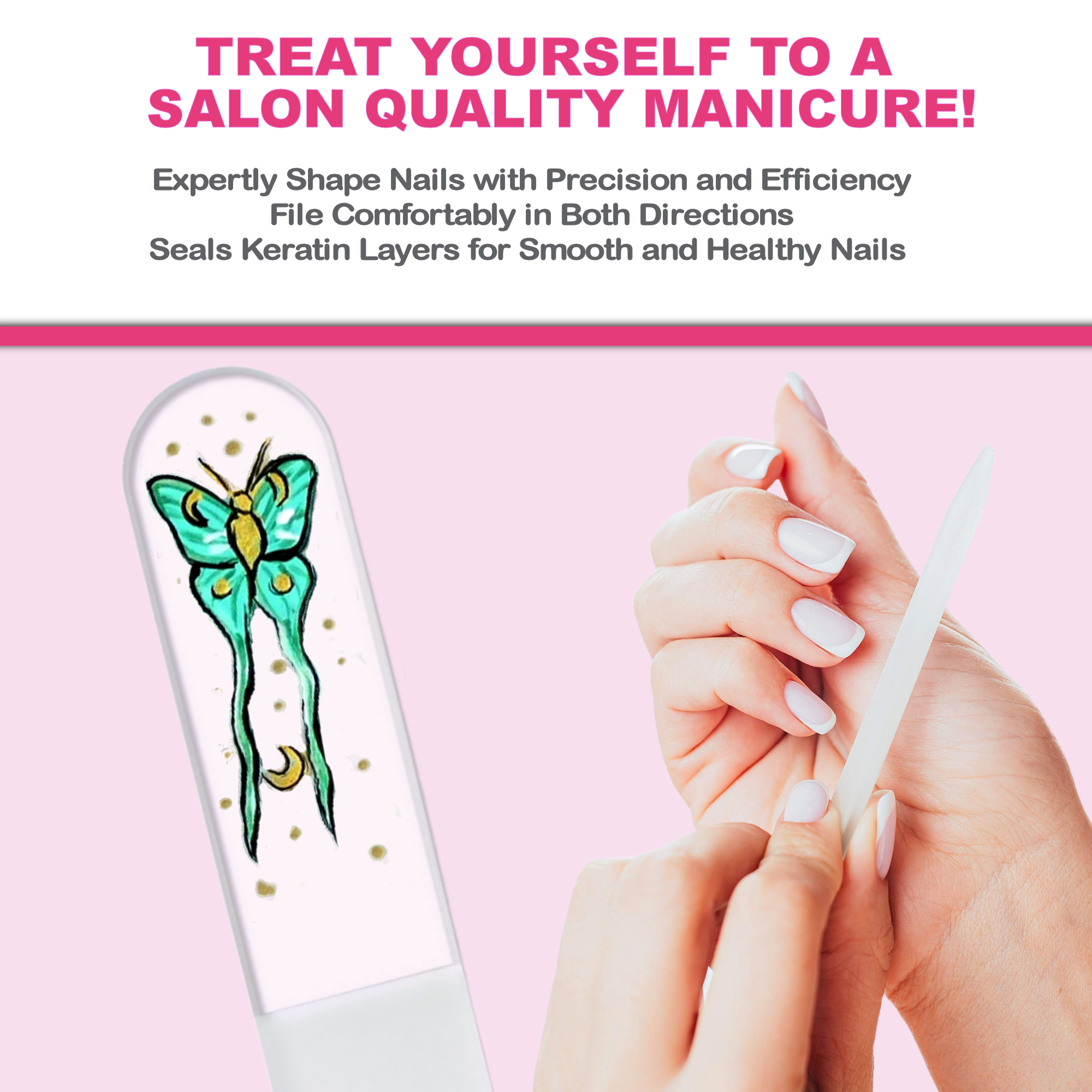 Moon Moth Luna New Beginnings Hand Painted Crystal Nail File: Medium