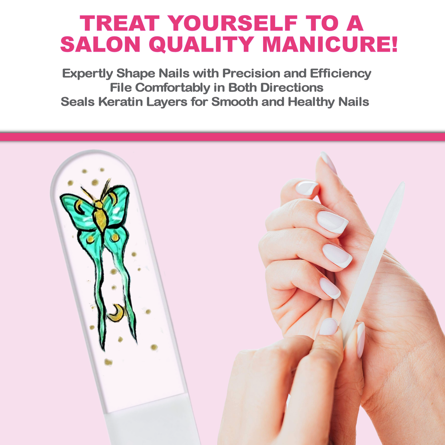 Moon Moth Luna New Beginnings Hand Painted Crystal Nail File: Large