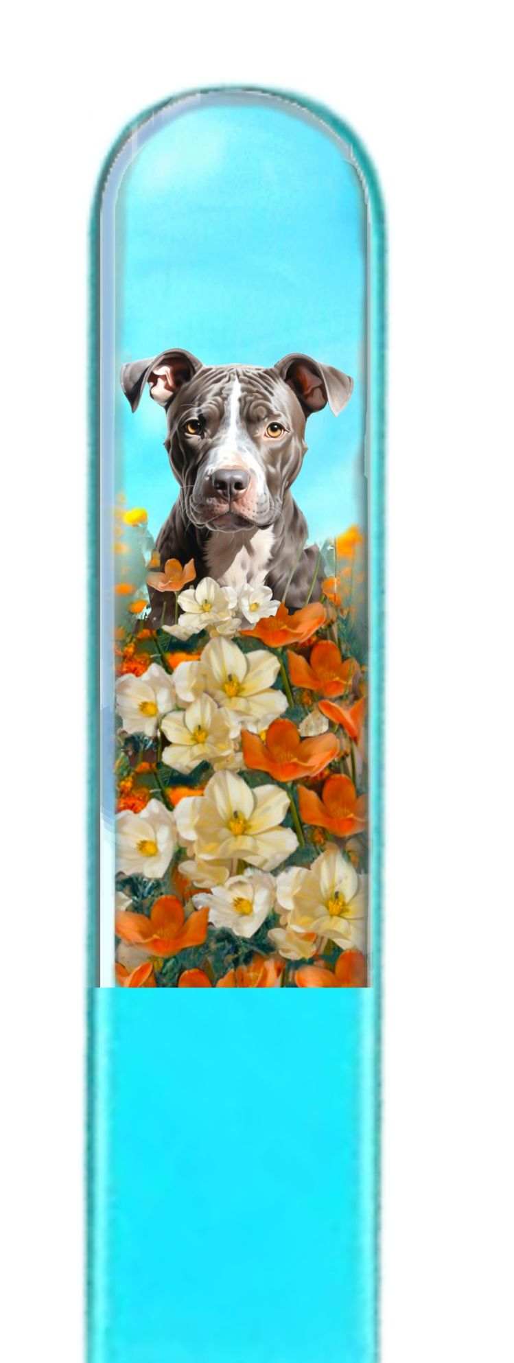Terrier Pit Bull Pitty Dog 3D Pet Colored Crystal Nail File: Medium