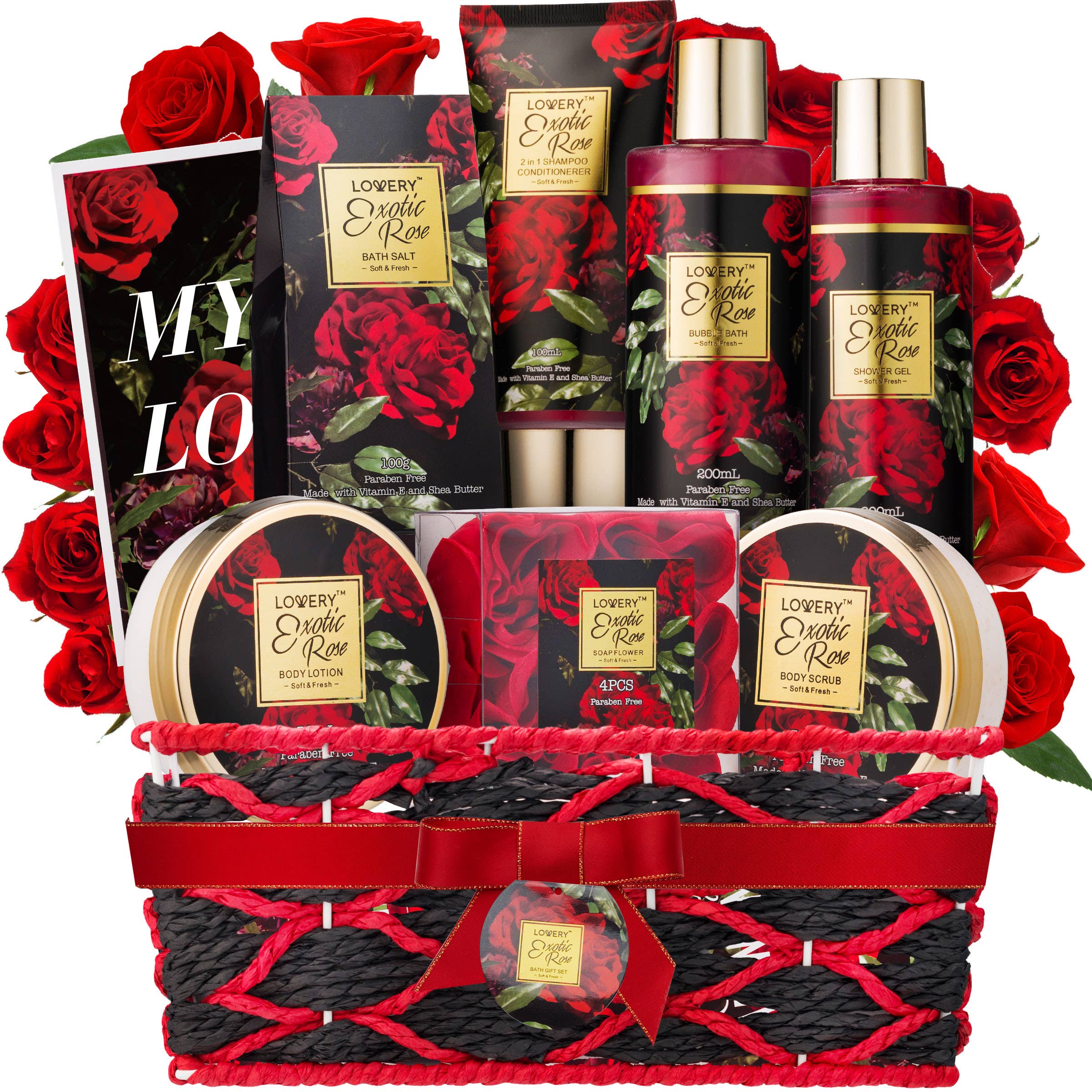 Exotic Rose Bath and Body Gift Basket