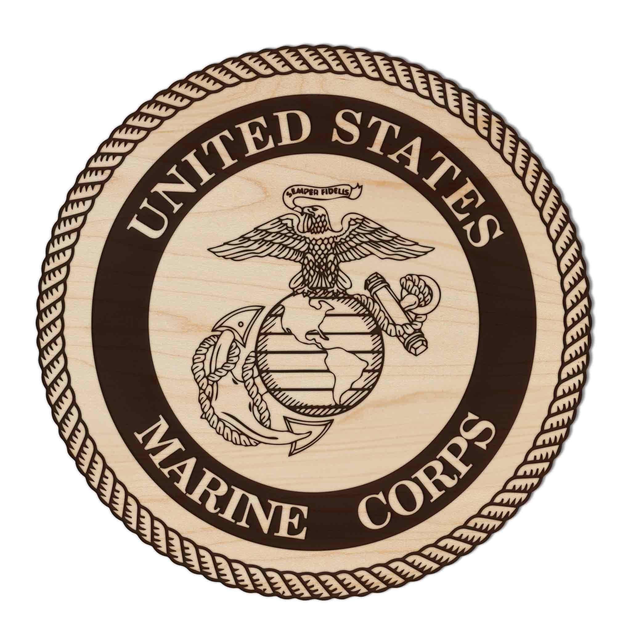 United States Marine Corps Seal Coaster - Cherry Wood