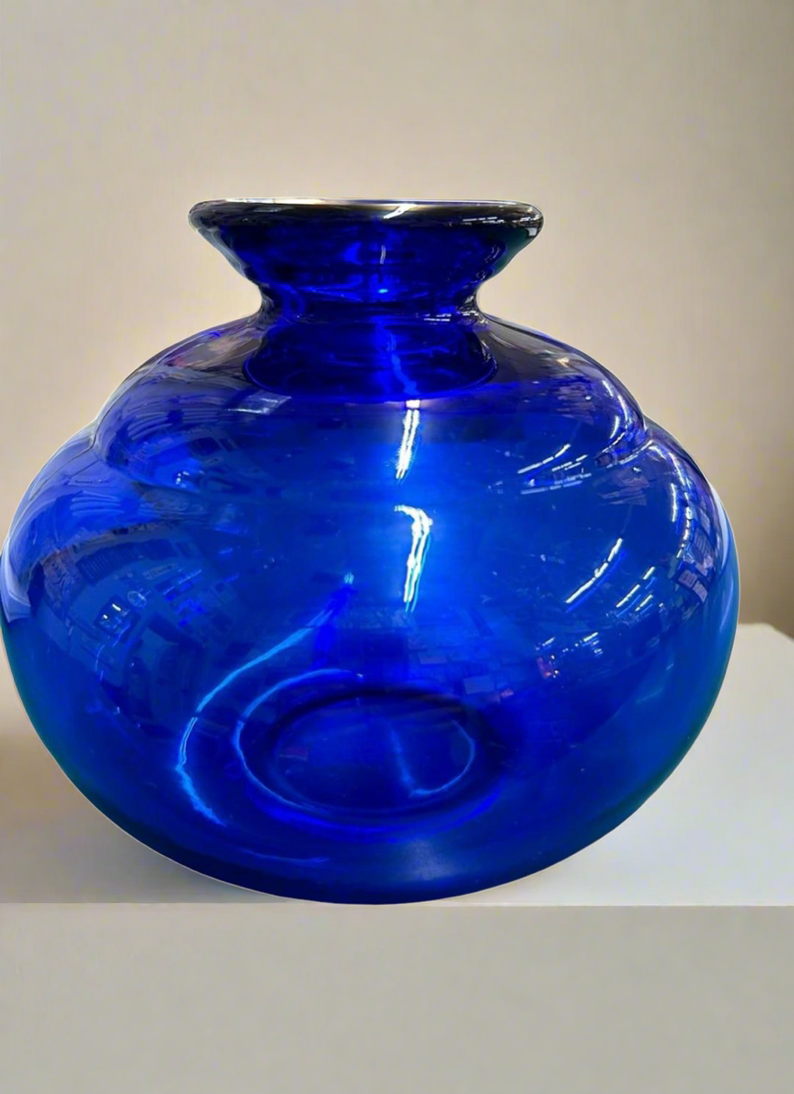 Fenton Art Glass Cobalt Blue Round Vase