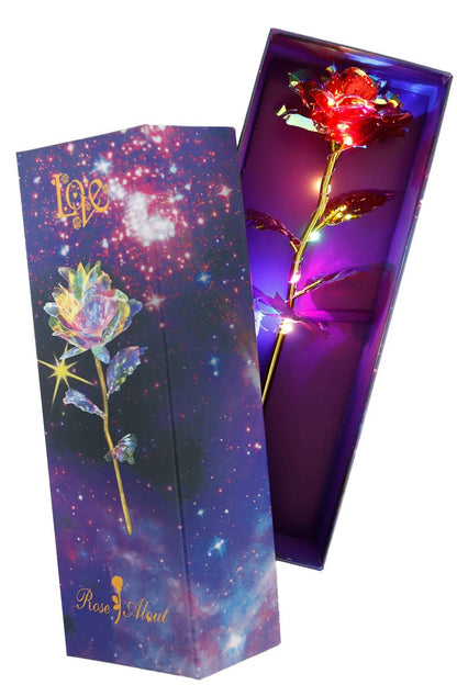 Holographic LED Light-Up Galaxy Rose Gift Box