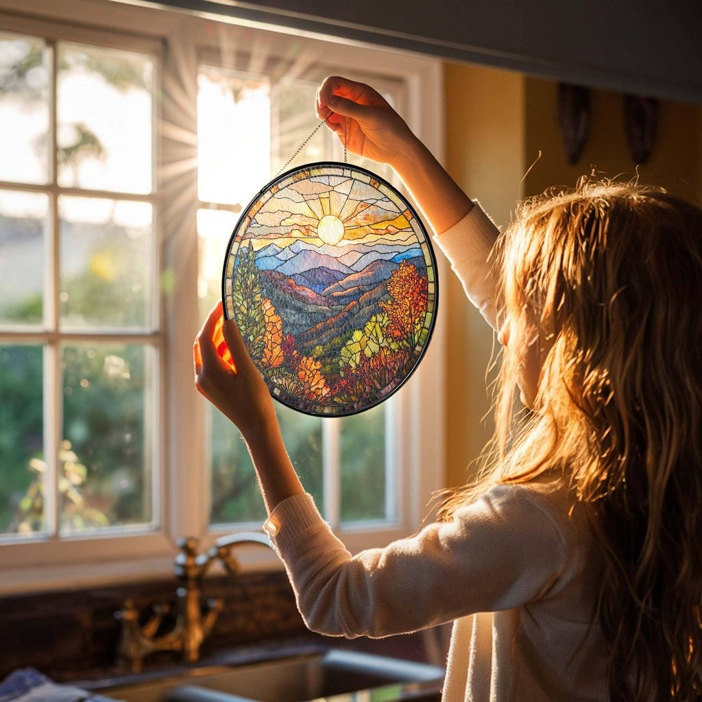 Smoky Mountains Stained Glass Suncatcher