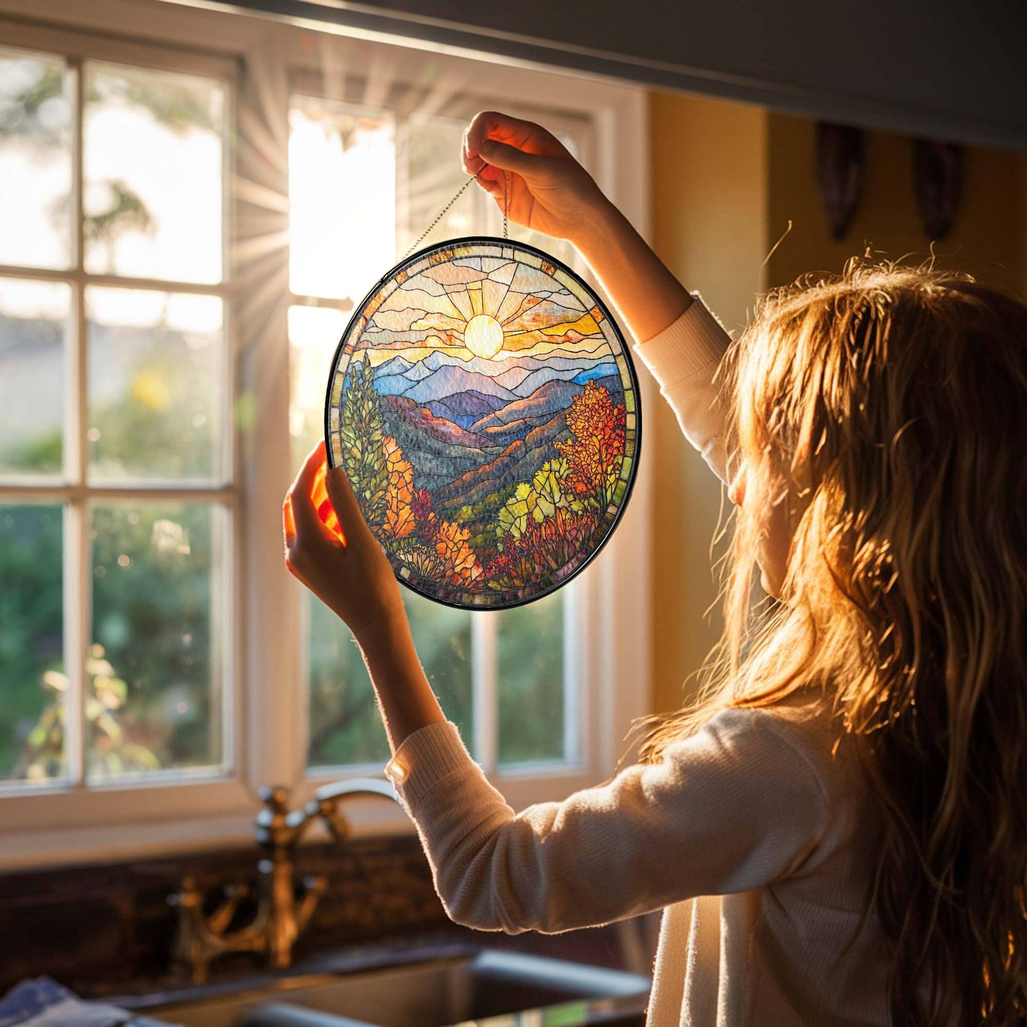 Smoky Mountains Stained Glass Suncatcher