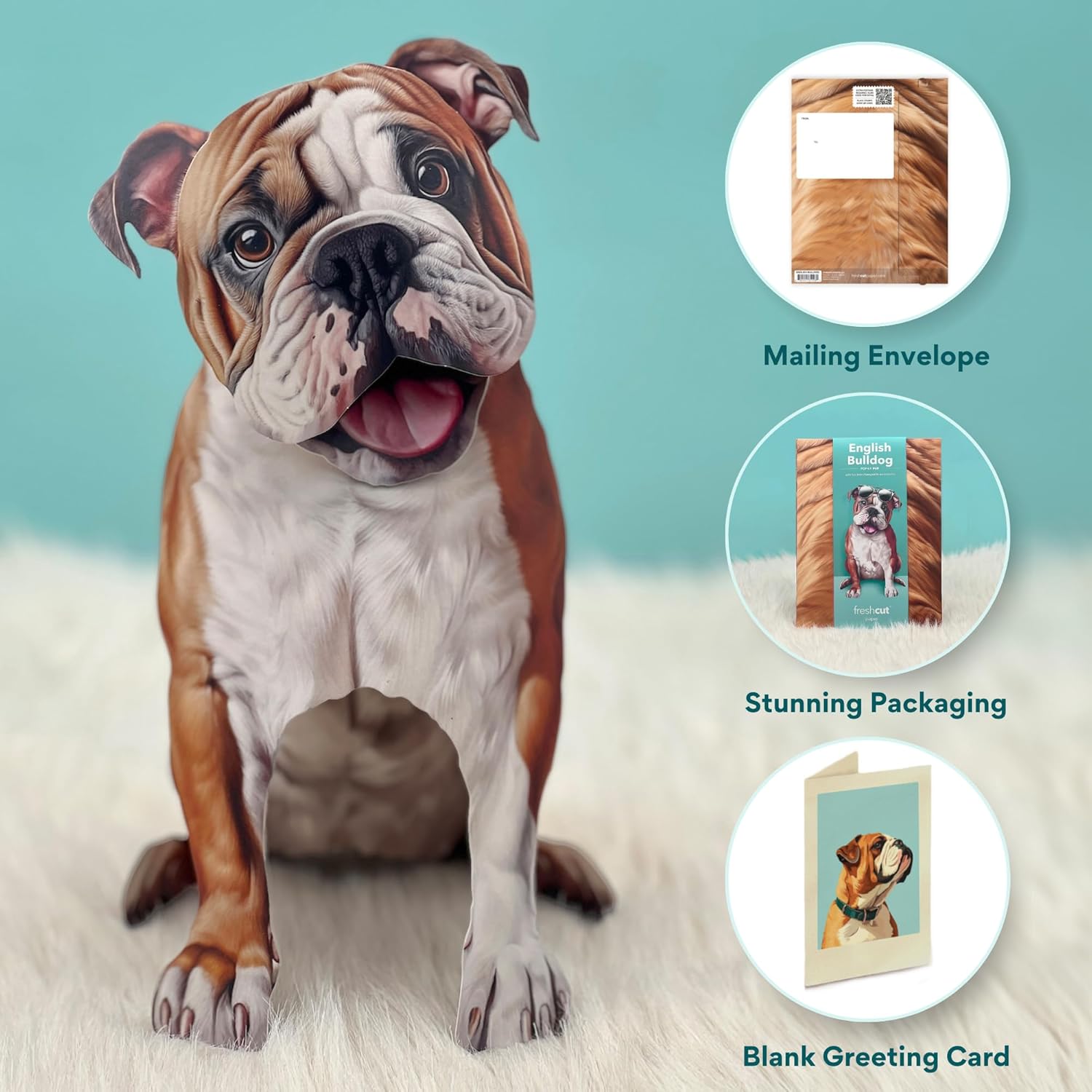 English Bulldog FreshCut Paper - Pop Up Pet Card