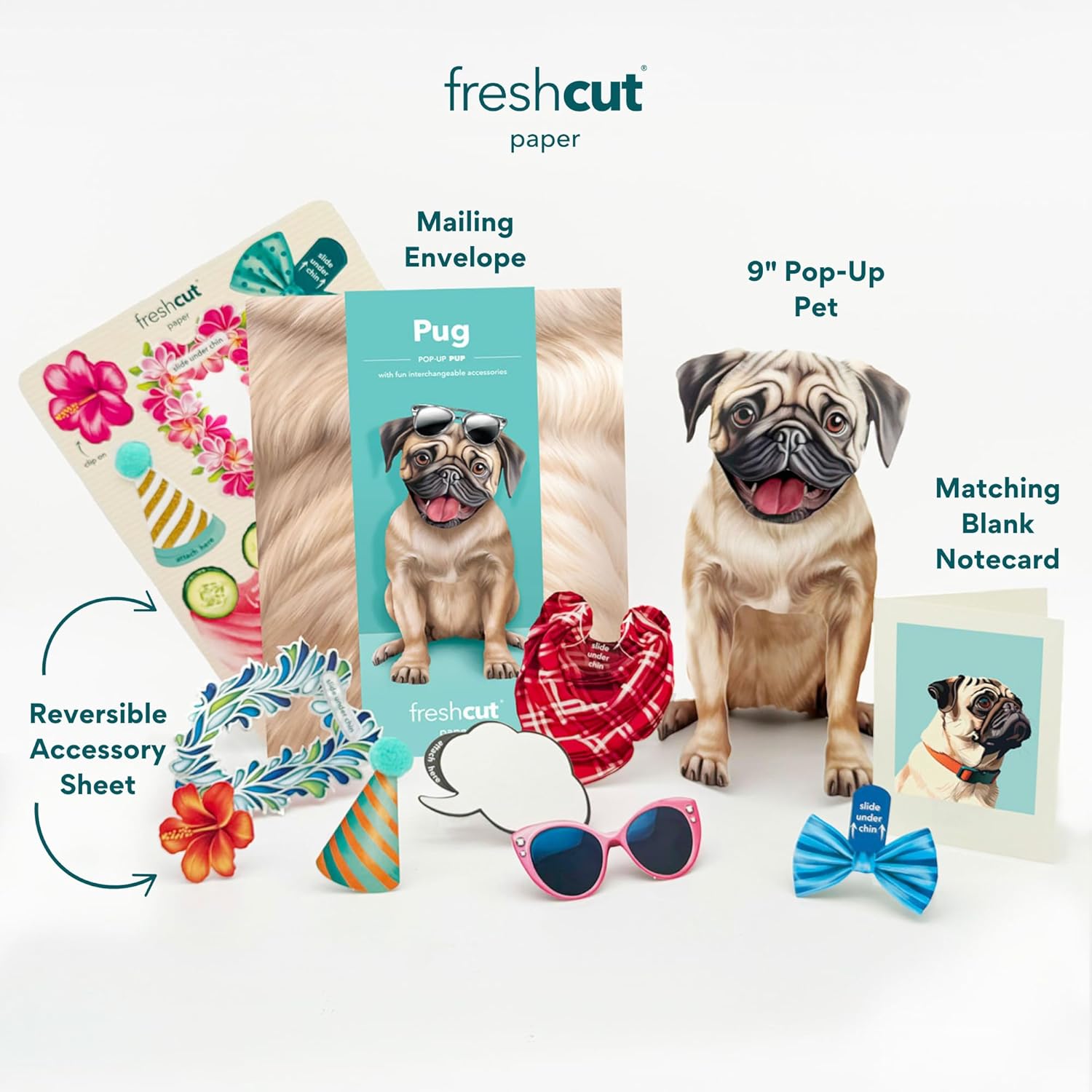 Pug FreshCut Paper - Pop Up Pet Card