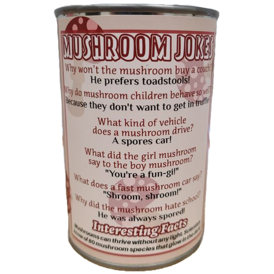 Canned Mushroom - Amanita Mushroom Plush Gift in Can w/Jokes: Pop Top Lid