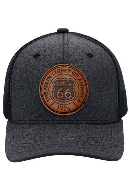 Route 66 Patch Melange Fabric Trucker Hat Charcoal