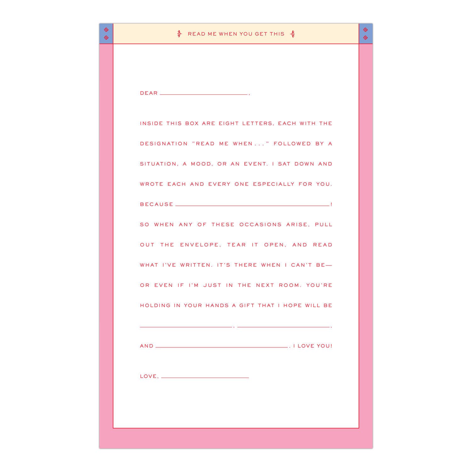 Letters to the Love of My Life Read Me When Box