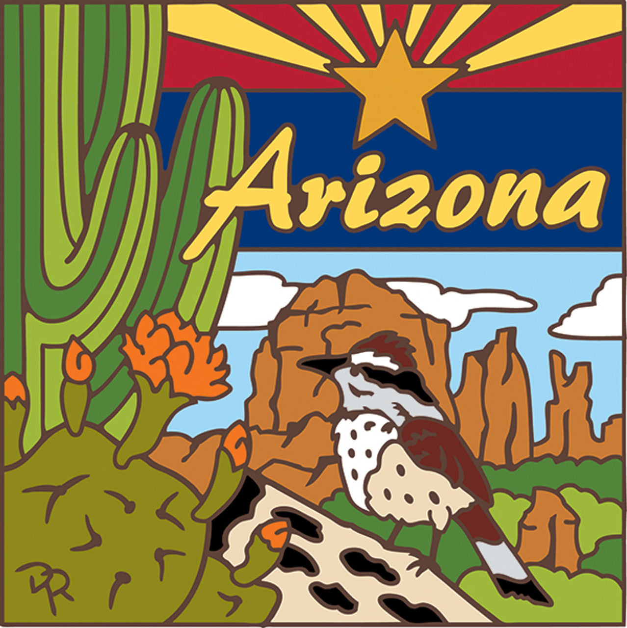 Arizona Cactus Wren Tile