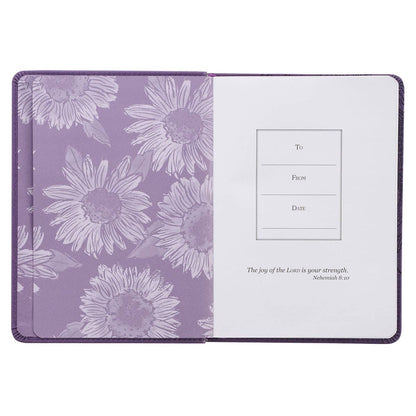 She is Clothed..Purple Sunflower Faux Leather Journal