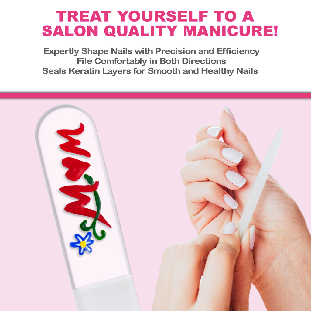 Mom Flowers Mother's Day Gift Hand Painted Crystal Nail File: Large