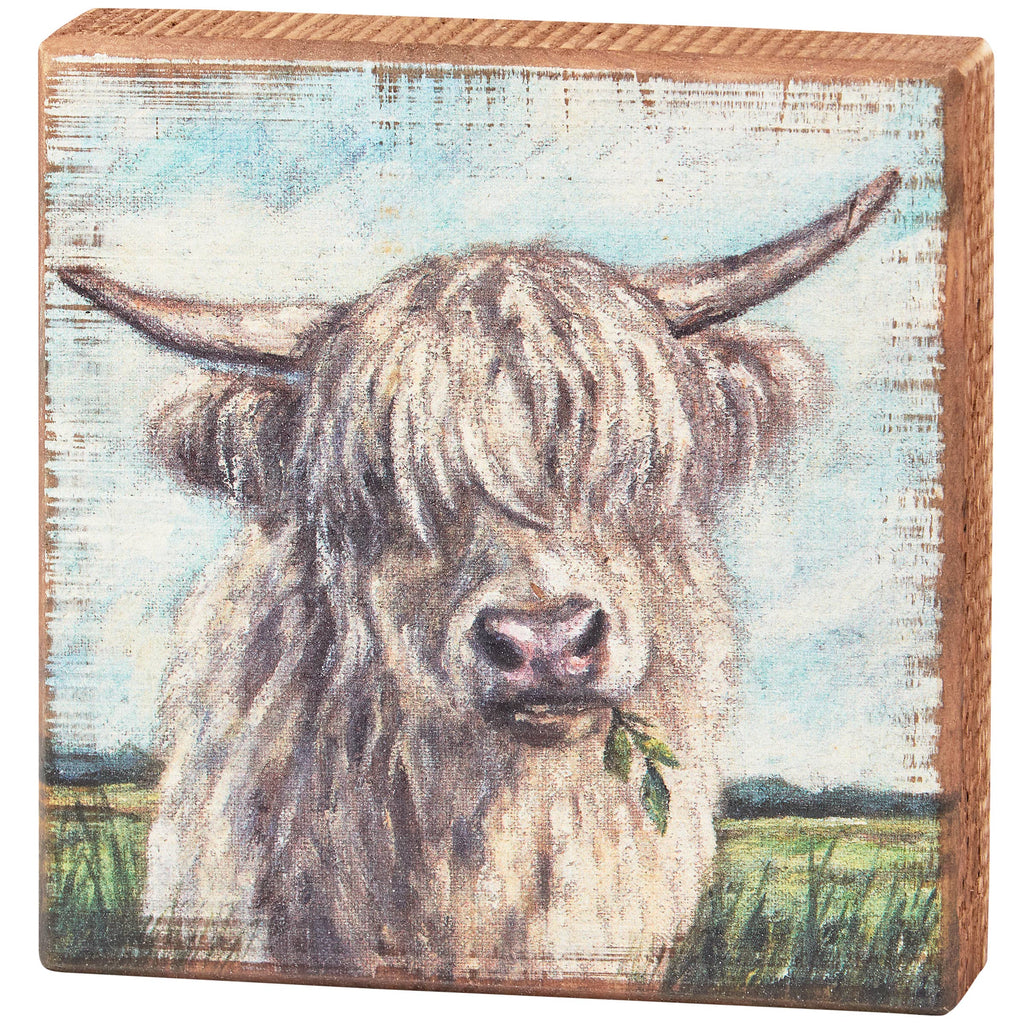 Highland Cow Block Sign