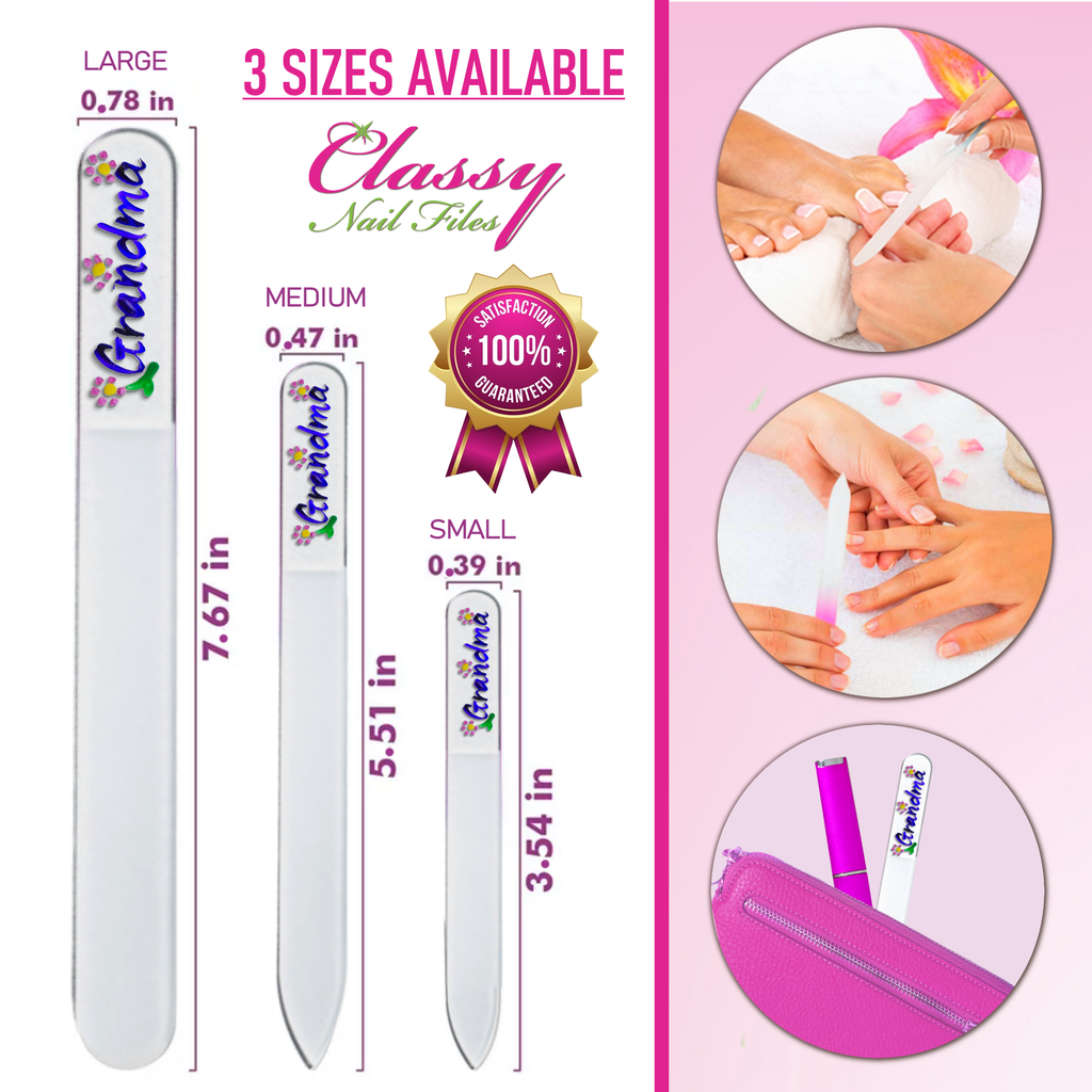 Grandma Flowers Gift Hand Painted Czech Crystal Nail File: Large
