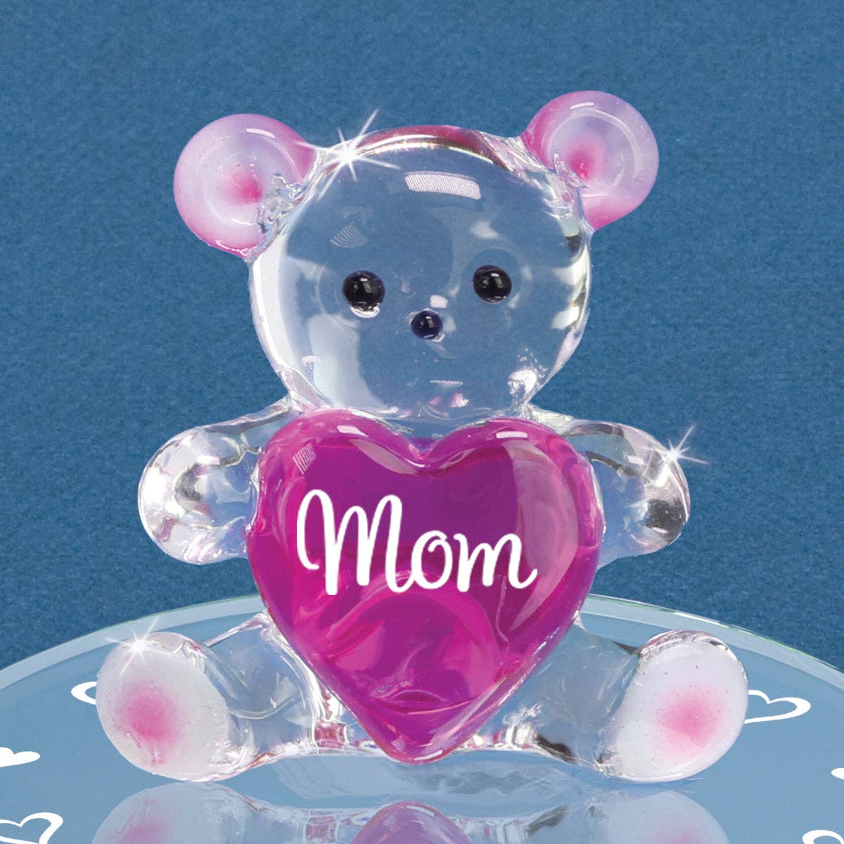 "Mom I Love You" Glass Bear Figurine
