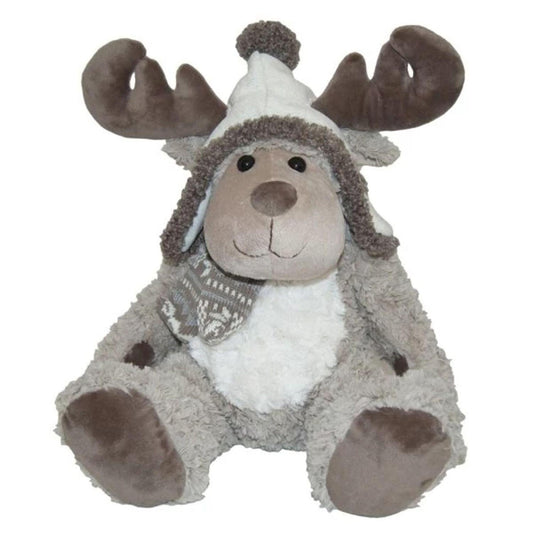 Gray Moose with Hat and Scarf