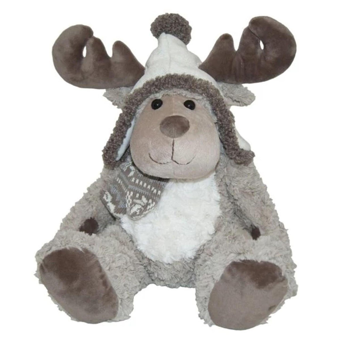 Gray Moose with Hat and Scarf