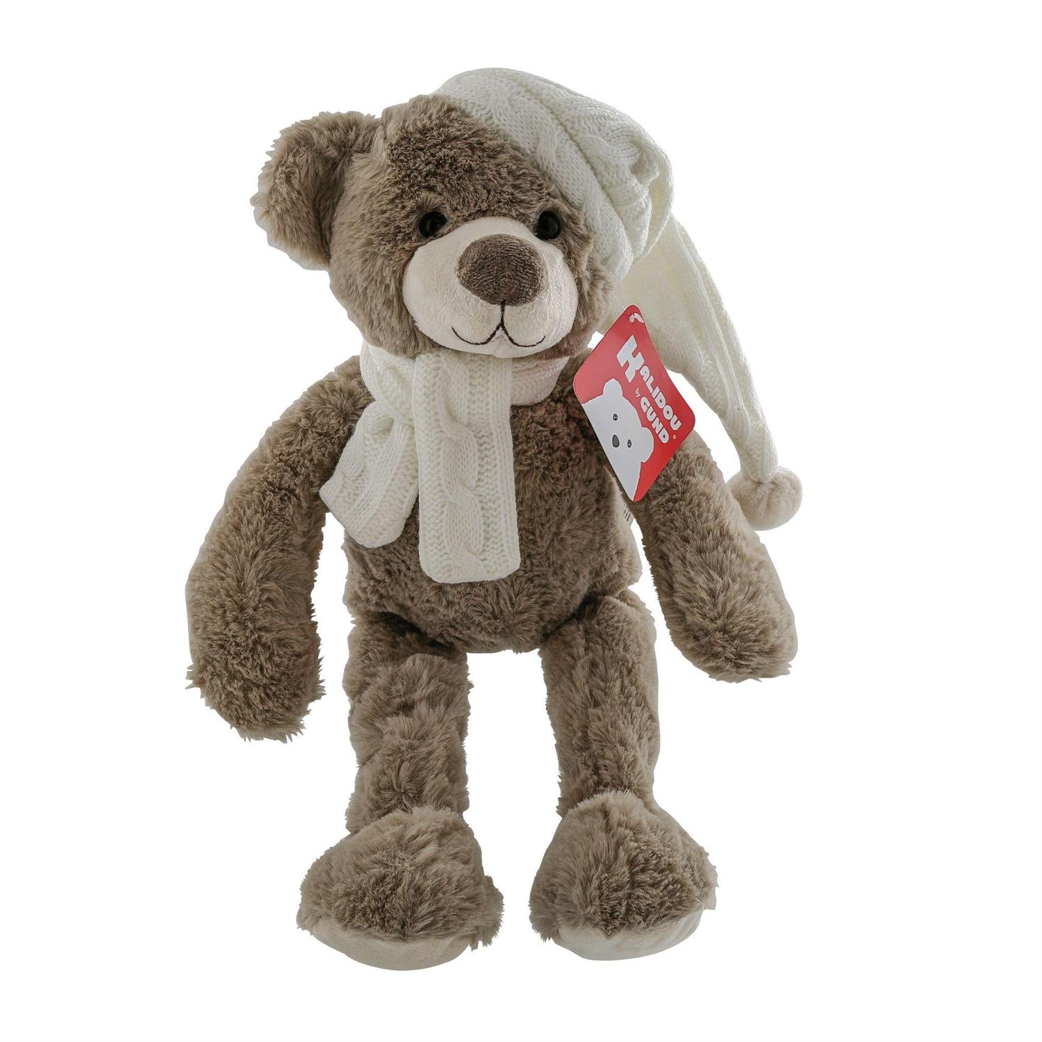 Large Teddy Bear with Scarf and Sleep Cap