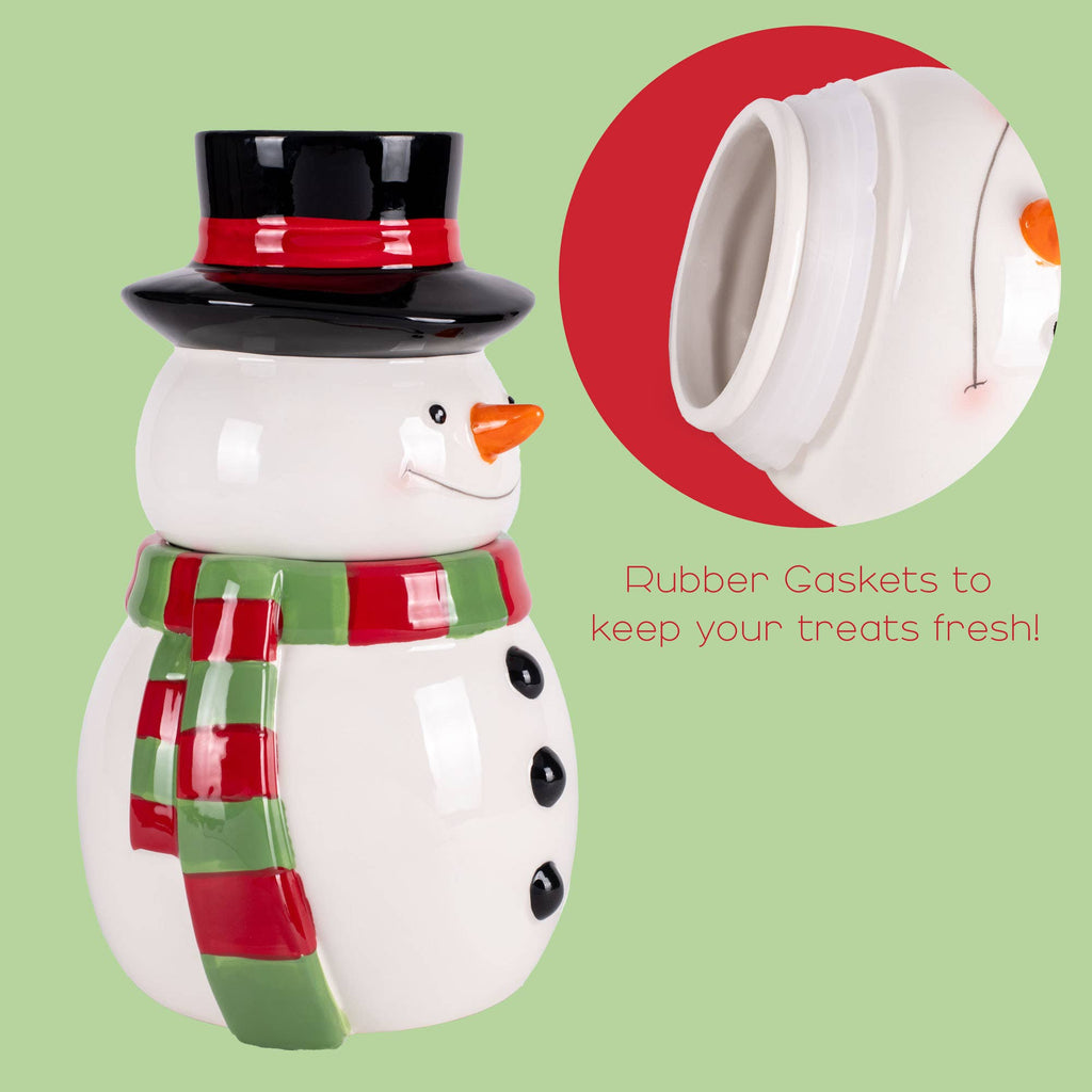 Snowman Scarf Dolomite Cookie Jar