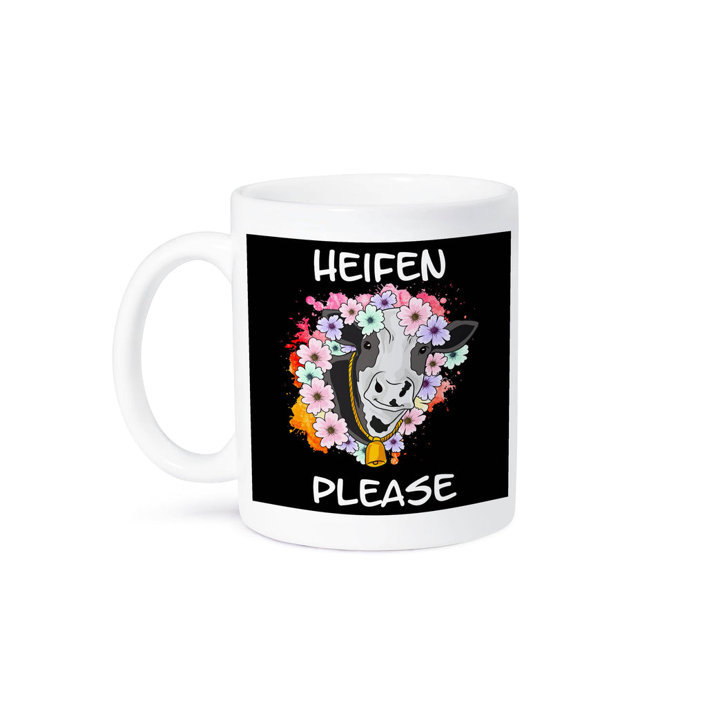 Heifer Please with Cow and Flowers Illustration Farm, Mug
